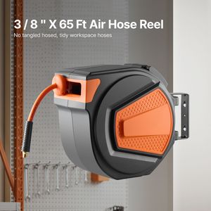 Avvolgitubo Ibrido Automatico da 6,6 FT per Aria Compressa, 3/8IN X 65FT, Max 300PSI, con Cricchetto Retrattile e Cavo di Alimentazione da 6,6 FT - Product Image 4