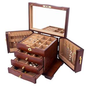 Caja de joyería de madera vintage para mujer, elegante organizador para collares, anillos y relojes - Product Image 5