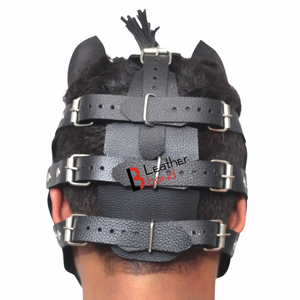 Masque de tête de cheval en cuir de vache véritable avec coutures renforcées pour jeu de rôle - Product Image 6