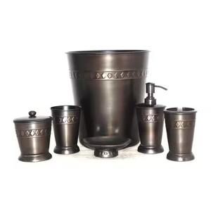 Juego de baño de metal premium: dispensador de jabón, jabonera, cesto de basura, soporte para toallas de papel y vaso para cepillos de dientes - Product Image 3