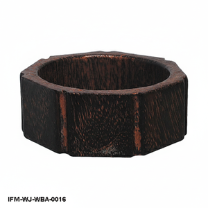 Handmade Antique Dark <b>Wood</b> Octagonal <b>Bangle</b> Chunky Boho Statement Bracelet Natural Rustic Timber Wristwear - Gift for Her - Product Image 1