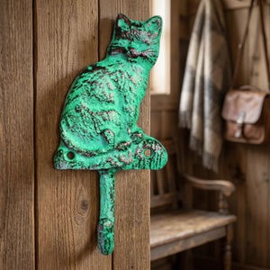 Crochet mural rustique vert vieilli en métal, motif animal, fait main, simple, pour manteau, chapeau, clés - Product Image 1