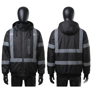 Premium 320 GSM Polyester <b>Fleece</b> Hi Vis <b>Work</b> Jacket Yellow Black Reflective Panel Custom Print - Product Image 3