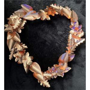 Metal Jasmine Floral Wreath Wall Hanging Decor Painted Leaf Berry Vine Garland Velvet <b>Ribbon</b> Front Door Wall Art - Product Image 5