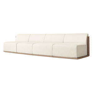 Luxury Modern Outdoor <b>Sofa</b> Solid Teak Wood Frame Contemporary Resort Three Seater Lounge Couch Minimalist Patio Furniture - Product Image 2
