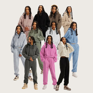 <b>Women</b>’s Hoodies Premium Streetwear Crop Top Hoodie Jogger Pants Cotton <b>Fleece</b> 320 GSM Hoodie <b>Trouser</b> Urban Wear Co-Ord Set - Product Image 3