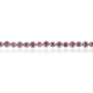 925 Sterling Silver 100% Authentic Pink Tourmaline <b>Gemstone</b> & Halo Diamond Tennis <b>Bracelet</b> Wholesale Price - Product Image 3