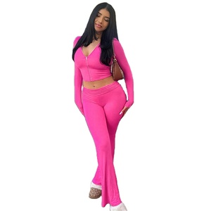 Yoga Set 2 Piece Women's Outfits <b>Workout</b> Fitness Jogger Leggings Set Long Sleeve Yoga <b>Jacket</b> Flare Pant Women Tracksuit Set 2026 - Product Image 2