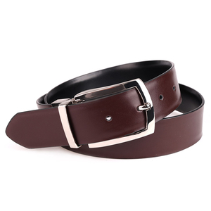 Ceinture en cuir véritable pour homme, style formel, marron noir, boucle réversible - Product Image 3