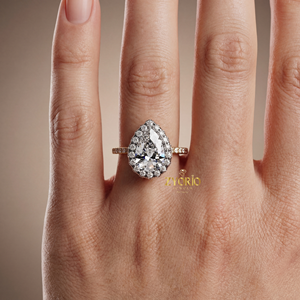 Anillo de Compromiso de Lujo con Diamante Cultivado en Laboratorio en Forma de Pera de 1.81ct, Halo, Plata 925, VS1, EF, Engaste de Garras, Anillo para Boda o Fiesta - Product Image 4