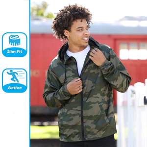 Men High Quality Windproof Full Zipper Customized <b>Printed</b> Men High Quality Windbreaker Rain Jacket - Product Image 2