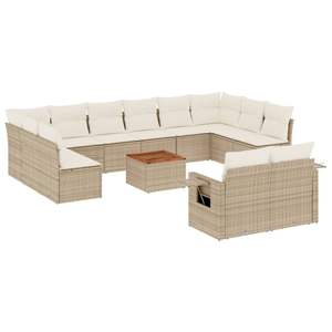Conjunto de Sofás de Jardín de Ratán Beige para 6 Personas, Muebles de Exterior Resistentes a la Intemperie, Diseño Contemporáneo - Product Image 4