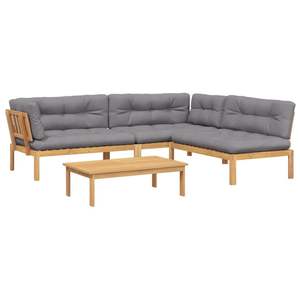 ชุดโซฟาไม้พาเลทอะคาเซียเนื้อแข็งสีเทา ผ้าโพลีเอสเตอร์ 100% สำหรับชุดเฟอร์นิเจอร์สวน - Product Image 2