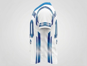 Camiseta de Béisbol Sublimada Personalizada, Blanca con Rayas Azules, Cierre de Botones, Uniforme con Nombre y Número Personalizados, Ropa Deportiva - Product Image 3