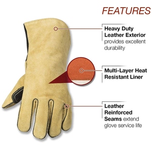 Nouvelles gants de soudage en cuir de vachette renforcé, résistants à la chaleur et aux étincelles, pour la lutte contre les incendies et le barbecue - Product Image 2
