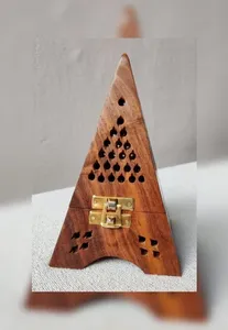 Handmade Eco Friendly Natural <b>Wood</b> Incense Burner Censer with Ash Catcher Rustic Religious Design for Home <b>Temple</b> Yoga - Product Image 4