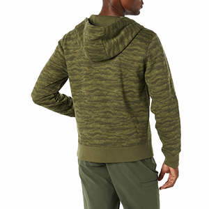 Sudadera con Capucha de Camuflaje, Corte Regular, con Cierre, Estilo Casual para Otoño, Tejido de Felpa Francesa, Diseño con Bolsillos y Estampado Verde - Product Image 4