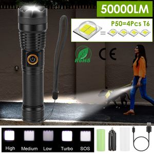 Linterna LED Táctica Recargable con Zoom, Linterna de Búsqueda - Product Image 1