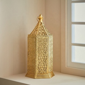 2026 Latest Wholesale Gold <b>Moroccan</b> Metal Candle Holder Lantern for Ramadan Home Tabletop <b>Decorations</b> - Product Image 5