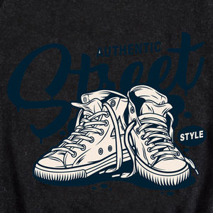 Camiseta Gráfica Vintage Oversize de Algodón 100% para Hombre, Estilo Casual Urbano con Estampado Retro de Zapatillas, Lavado Ácido, Manga Regular, Ajuste Holgado y Letras - Product Image 6