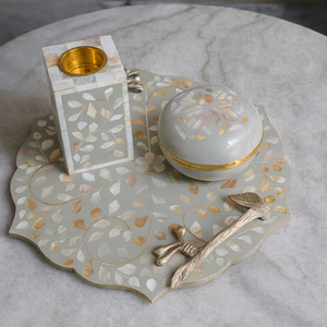 Ensemble de plateau organisateur de bureau en incrustation d'os vert fait à la main Royal Artisans avec brûleur d'encens et boîte de rangement pour la décoration intérieure de luxe - Product Image 2