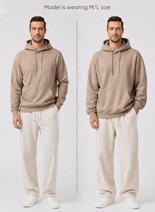 Sudadera con Capucha para Hombre, Cuello en V, Forro Polar, 100% Algodón, Corte Regular, Informal, Invierno, Impermeable, Secado Rápido, Resistente al Viento, Ecológica, Tejido de 300g - Product Image 4