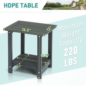 Tavolino Laterale Adirondack a 2 Ripiani in HDPE Grigio Scuro Resistente alle Intemperie per Uso in Parchi - Product Image 2
