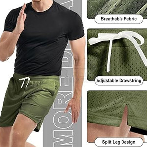 Shorts de sport pour hommes en maille respirante à séchage rapide, taille mi-haute, décontractés, personnalisables en usine – Meilleures ventes - Product Image 3