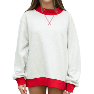 Sudadera Oversize de Mujer con Cuello Redondo, Manga Larga, Hombros Caídos, Bloques de Color, Tejido de Algodón Sólido, Estilo Urbano Otoñal - Product Image 2