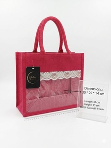 Bolso Tote Mini de Yute Ecológico Moderno, Color Rosa Claro, 5 Pulgadas, Bolso Pequeño Brillante, Bolso Tote Urbano de Lujo - Product Image 4