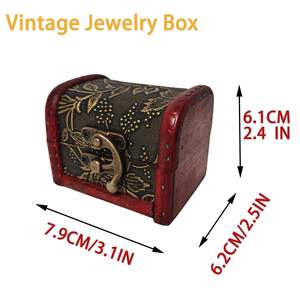 2-Piece <b>Vintage</b> Wooden <b>Box</b> Set Lockable Lidded Jewelry Containers for Collectibles Wedding Gifts Table Decor Model D0100XUDNPW - Product Image 5