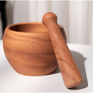 Mortero y Pilón de Madera Natural 162, Herramienta Tradicional para Moler Especias y Hierbas, Manual - Product Image 1