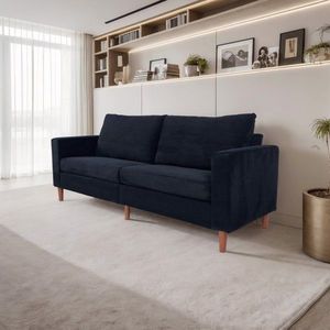 Modern Style Solid Color Multi-Person <b>Sofa</b> Black Corduroy for Living Room and <b>Office</b> - Product Image 5