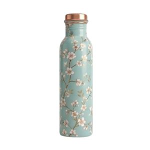 Bouteille d'eau en cuivre pur à imprimé floral artisanal, anti-fuite, réutilisable, en métal, pour le yoga, le bureau et les voyages - Product Image 4