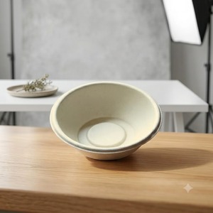 Tazón compostable de bagazo natural de 180 ml, ideal para restaurantes, cafeterías, servicios de catering, apto para microondas y congelador, para salsas y helados. - Product Image 1