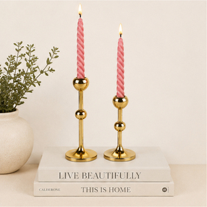 Ensemble de bougeoirs coniques dorés de luxe tendance, élégants supports de bougies en métal, décoration moderne pour la maison et les fêtes de Noël - Product Image 4