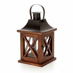 Ensemble de 2 lanternes décoratives en bois et métal de qualité supérieure, lanternes à bougies pour sol et table avec poignée de suspension pour l'intérieur - Product Image 5