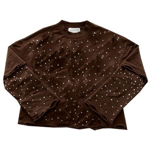 Oversized Streetwear Rhinestone Double Layer Long Sleeve Comfortable Fabric Casual <b>Pullover</b> <b>for</b> Modern Street Style <b>Men</b> - Product Image 3