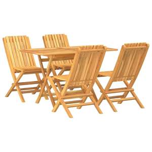 Ensemble de salle à manger de jardin pliable en teck massif naturel, mobilier d'extérieur polyvalent - Product Image 2