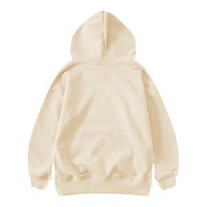 Conjuntos de Chándal para Niños con Capucha Oversize en Color Crema, Pantalones de Chándal de Pierna Recta de Felpa de Algodón Premium, Ropa Cómoda para Estar en Casa - Product Image 3