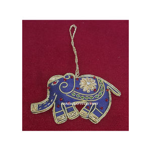 <b>Peacock</b> Shape Golden Zari Embroidery Christmas Tree Hanging <b>Ornaments</b> Fabric Material Multi Color Used Festival Party Decoration - Product Image 6