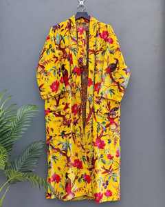 Robes kimono en velours bleu marine à imprimé jungle, robe de mariée en velours pour le thé du matin, robe de demoiselle d'honneur, robe en velours de coton pour femme - Product Image 5