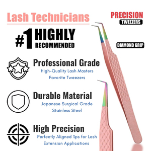 Wholesale Custom Logo 3Pcs <b>Lash</b> Extension Tweezer <b>Kit</b> Pink Textured Volume Tweezers with PU Leather Case for Beauty Salon - Product Image 4