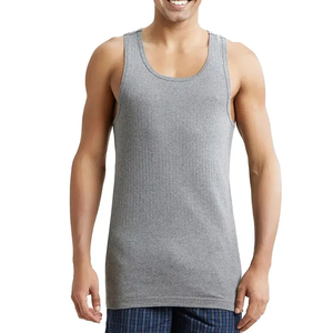 Débardeur sans manches gris pour homme, col rond, décontracté, tricoté, couleur unie, en coton, sous-vêtement - Product Image 1