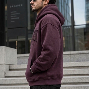 <b>Men's</b> <b>Burgundy</b> Oversized <b>Hoodie</b> Streetwear Pullover Sweatshirt Graphic ONEAPEX Wholesale - Product Image 1