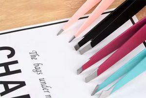 Custom Logo Durable Stainless Steel Eyebrow Tweezers Slanted Tip Beauty <b>Makeup</b> <b>Tool</b> Private Label Supplier - Product Image 3