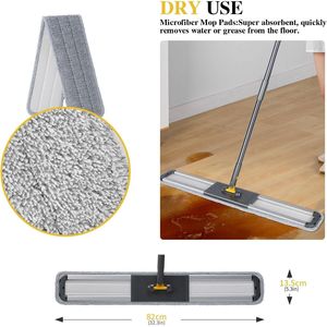 36\" Commercial Heavy Duty Industrial Floor <b>Mop</b> with 3 Microfiber Pads 60\" Adjustable Large Dust <b>Mop</b> Wet <b>Dry</b> Flat <b>Mops</b> - Product Image 2