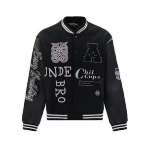 Blouson universitaire personnalisé pour homme, style streetwear hiver, broderie premium, OEM/ODM, 100% laine peignée sur le devant - Product Image 4