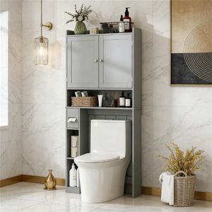 Mobiletto da bagno grigio, accessorio per l'arredamento del bagno - Product Image 1
