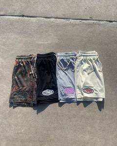 Shorts en maille pour homme, camouflage noir gris beige, cordon de serrage, streetwear décontracté, respirant, shorts de sport - Product Image 1